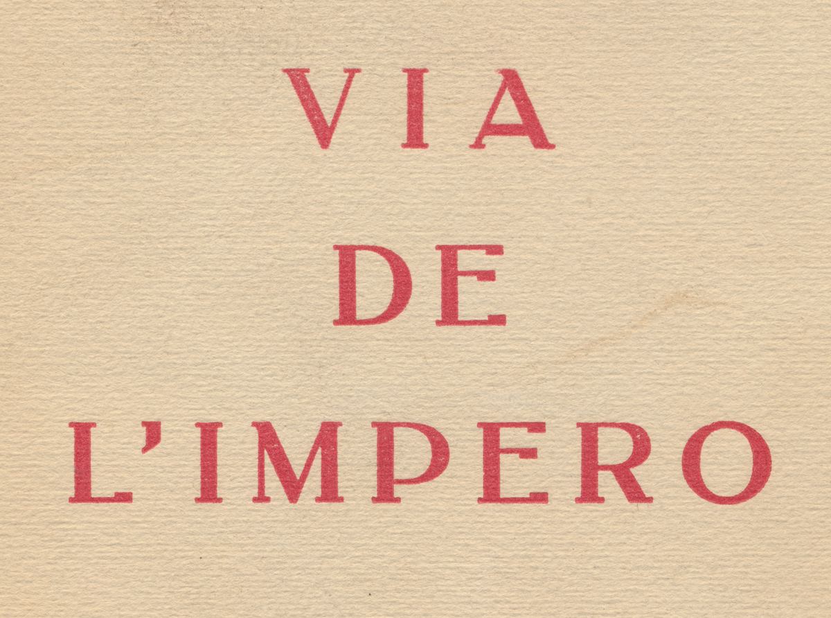 Via de l’Impero, 1933