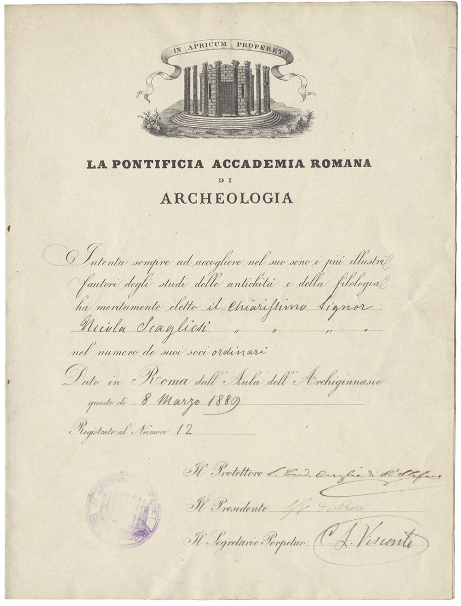 La Pontificia Accademia Romana di Archeologia, 1899