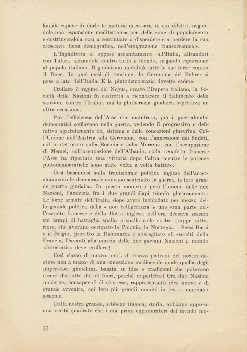 Elementi comuni nella storia Italiana e Germanica, 1940