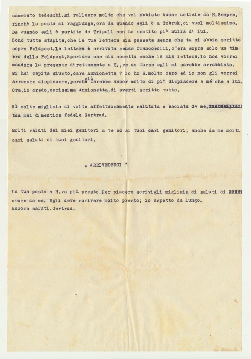 Gertrud Deschler, Unterleinleiter, traduzione lettera, 1941